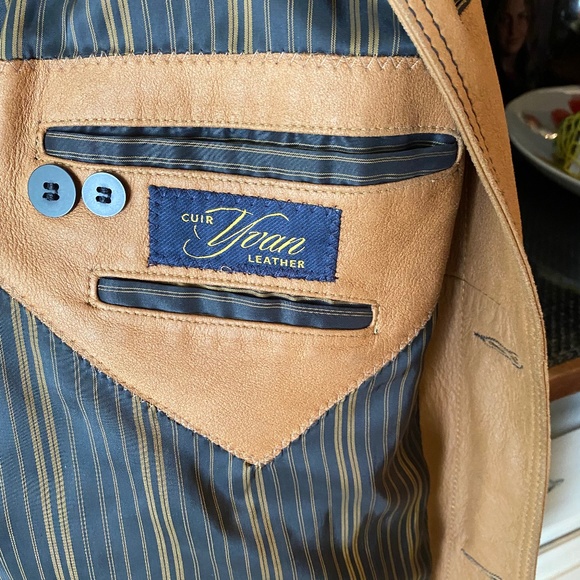 Men's Cuir Yvan Leather Cognac Shirt Jacket Size 46 - Picture 5 of 8